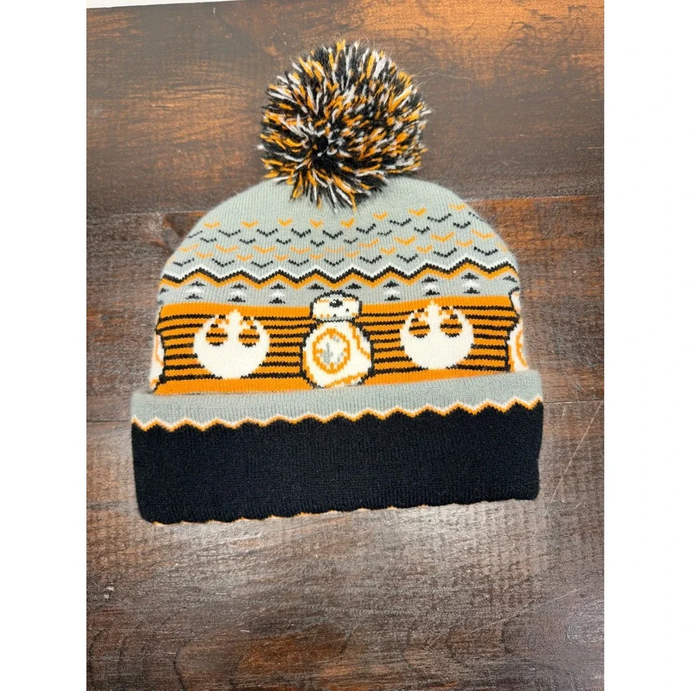 Kids Star Wars‎ BB8 Pom Pom Beanie Hat Gray Orange Black